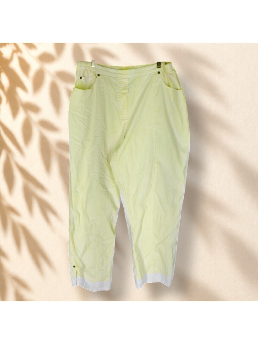 Unbranded Jeans Women M Medium Yellow Denim Light Wash Straight Pockets Stretch